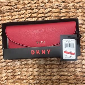 New DKNY Red Leather Wallet in original box